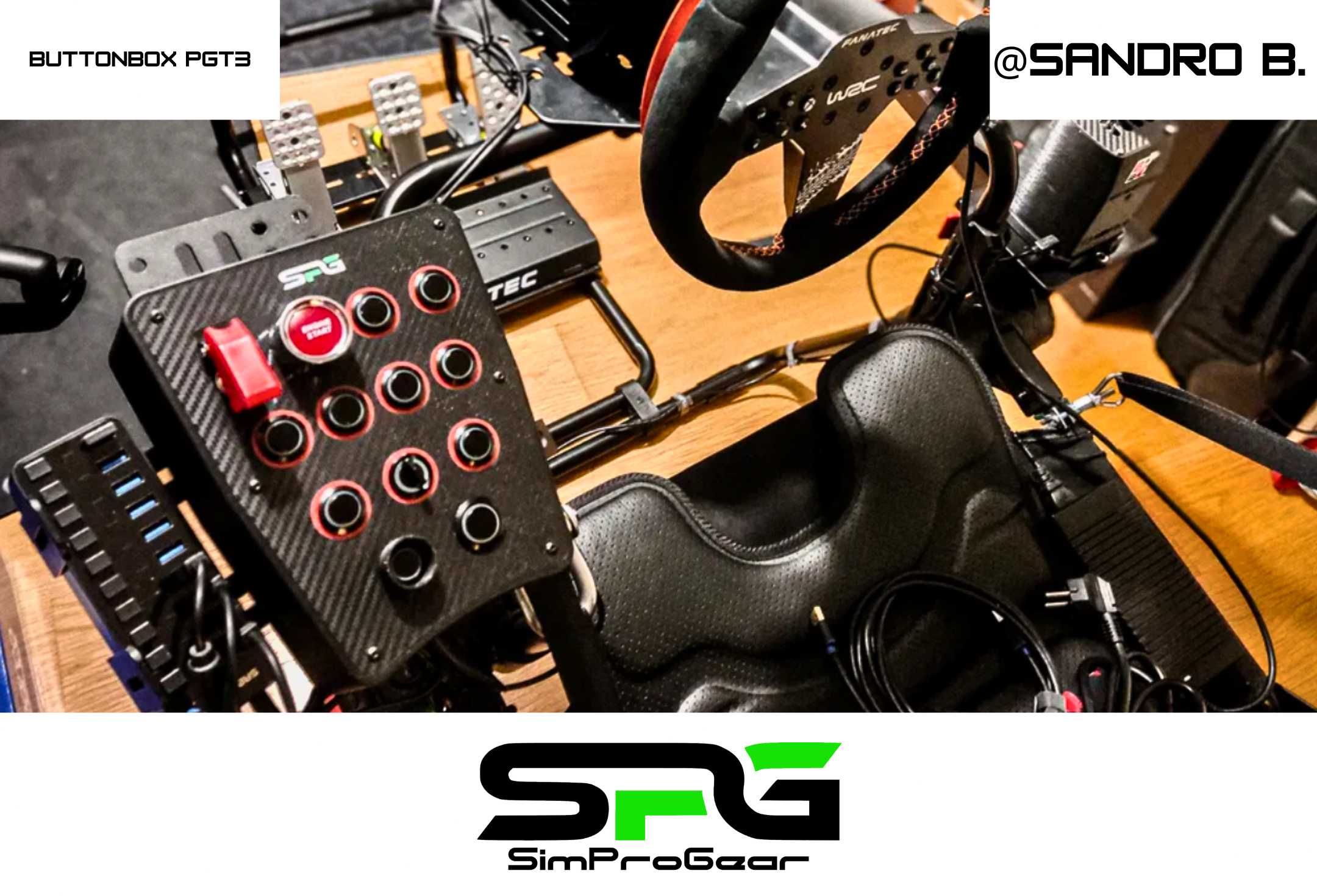 ButtonBox PGT3 - c / Botões LED - Sim Racing
