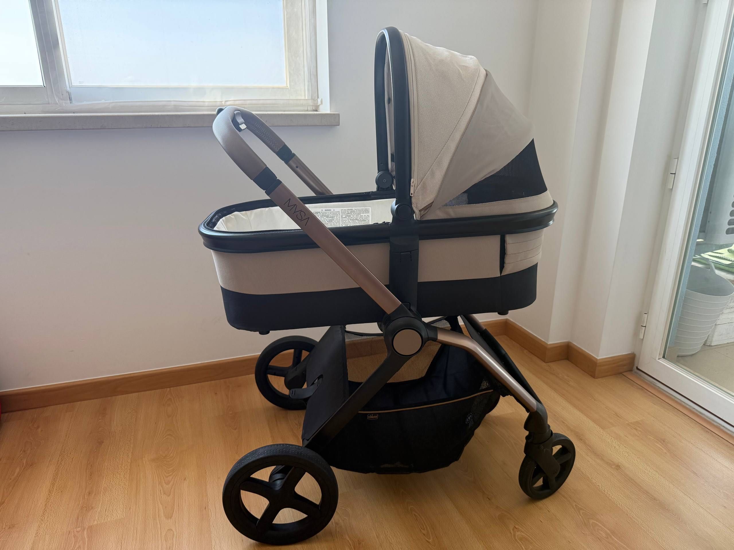 Carrinho de bebé Chicco Mysa Bronze Lizard + Alcofa Light Amber Glow