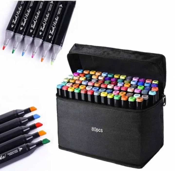 Маркери 80 шт різнокольорові ,двосторонні, Sketch Marker