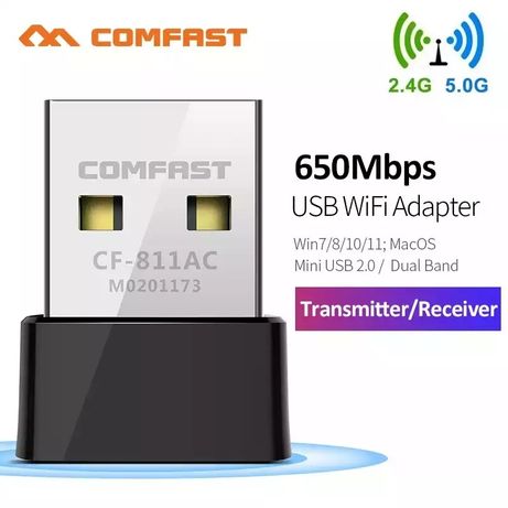 Беспроводной Wi-Fi адаптер Comfast CF-811AC, 2,4/5 ГГц, 650Мб/с