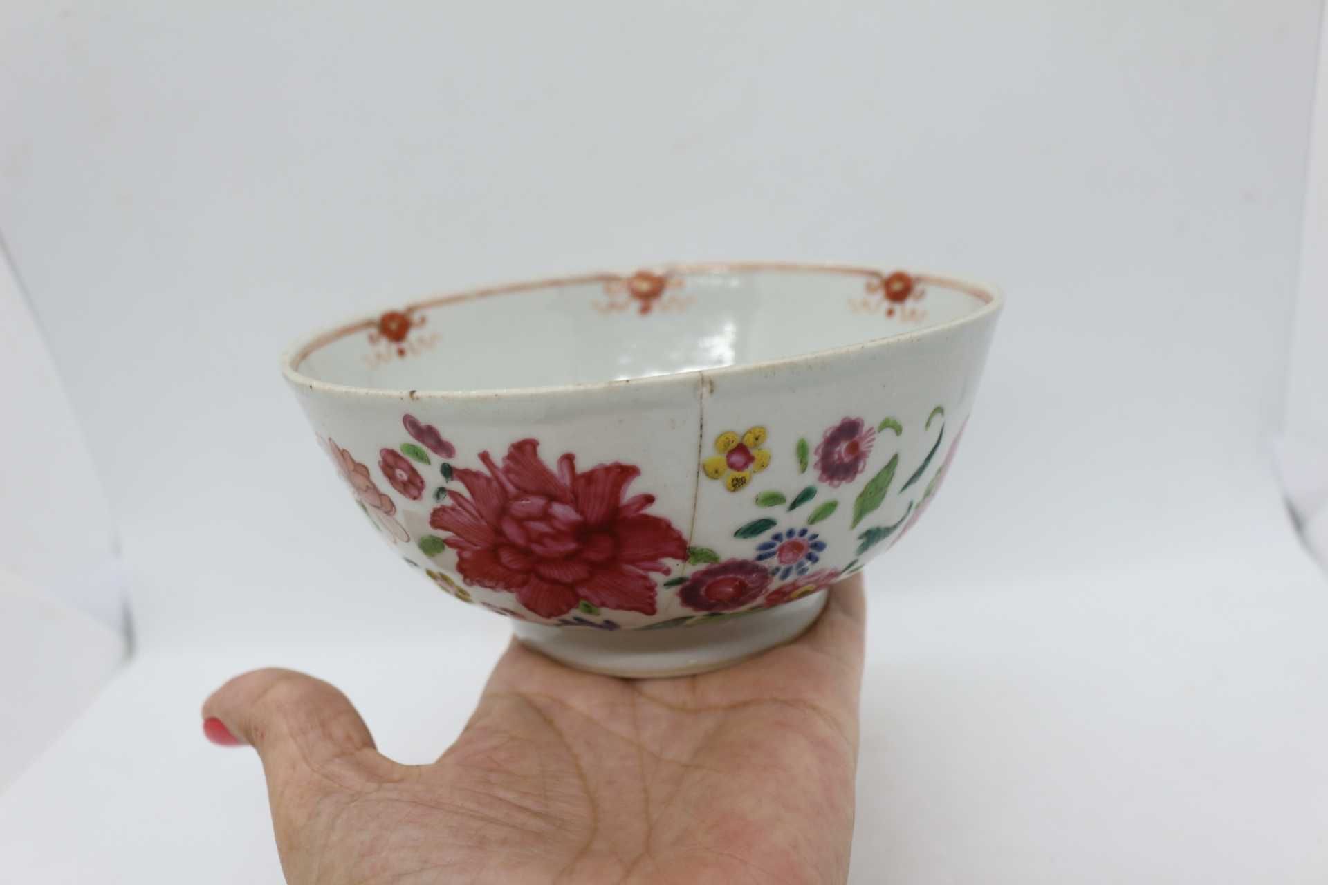 Taça Porcelana da Chinesa Decoração Família Rosa XVIII com 14 cm
