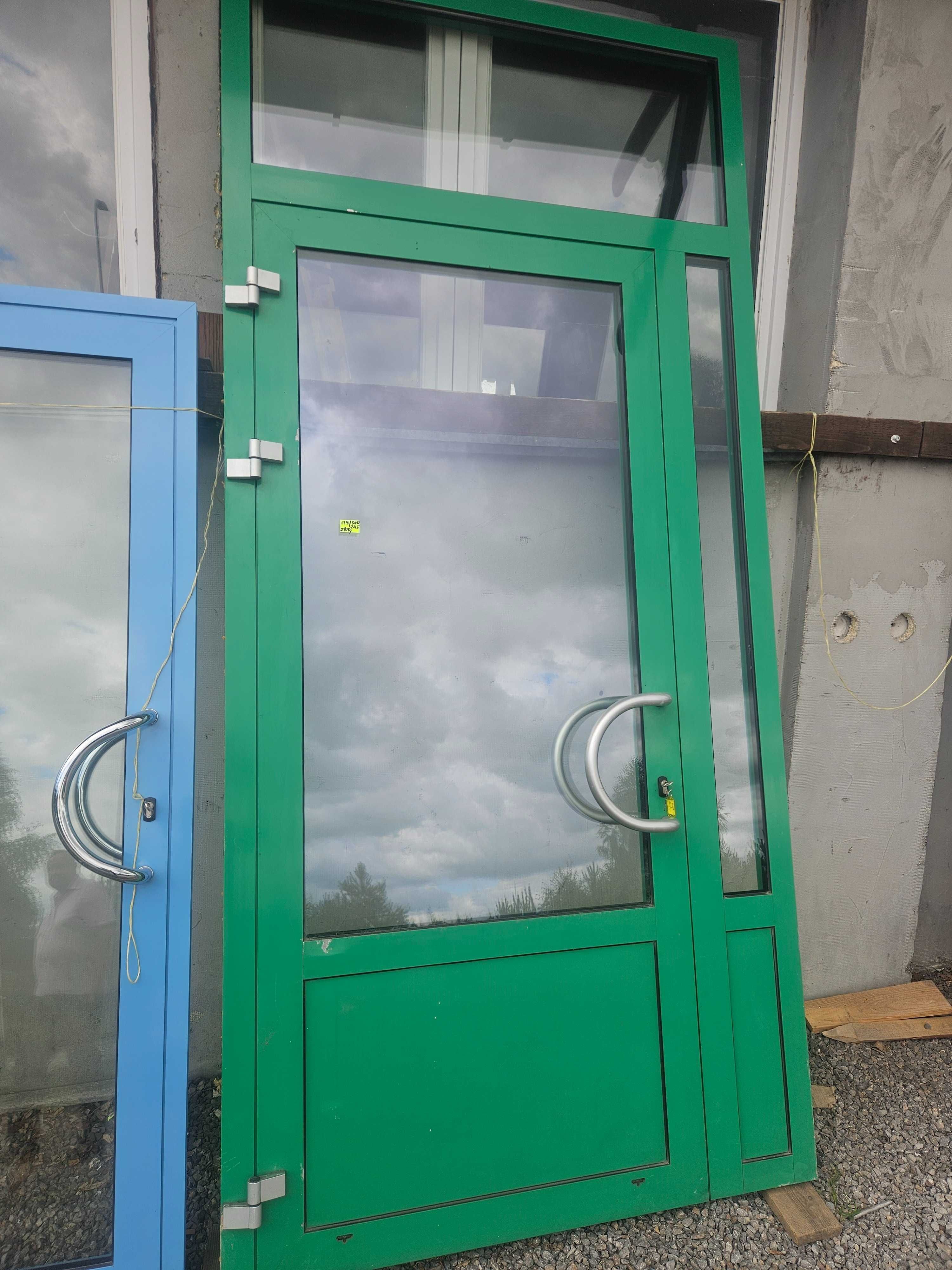 DRZWI Zewnętrzne Aluminiowe z Doświetlami Wejściowe 139x300cm 2 sztuki