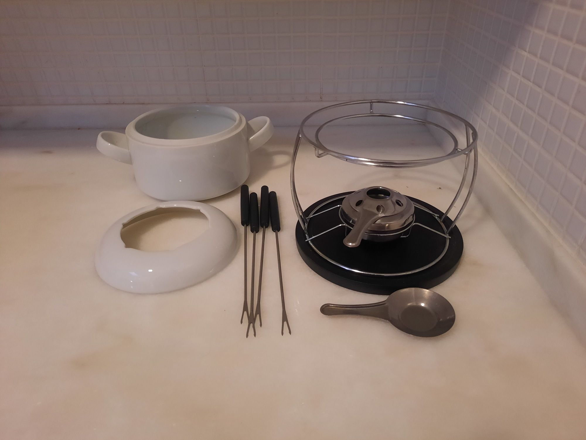 Conjunto fondue e bourguignonne porcelana AD Trend