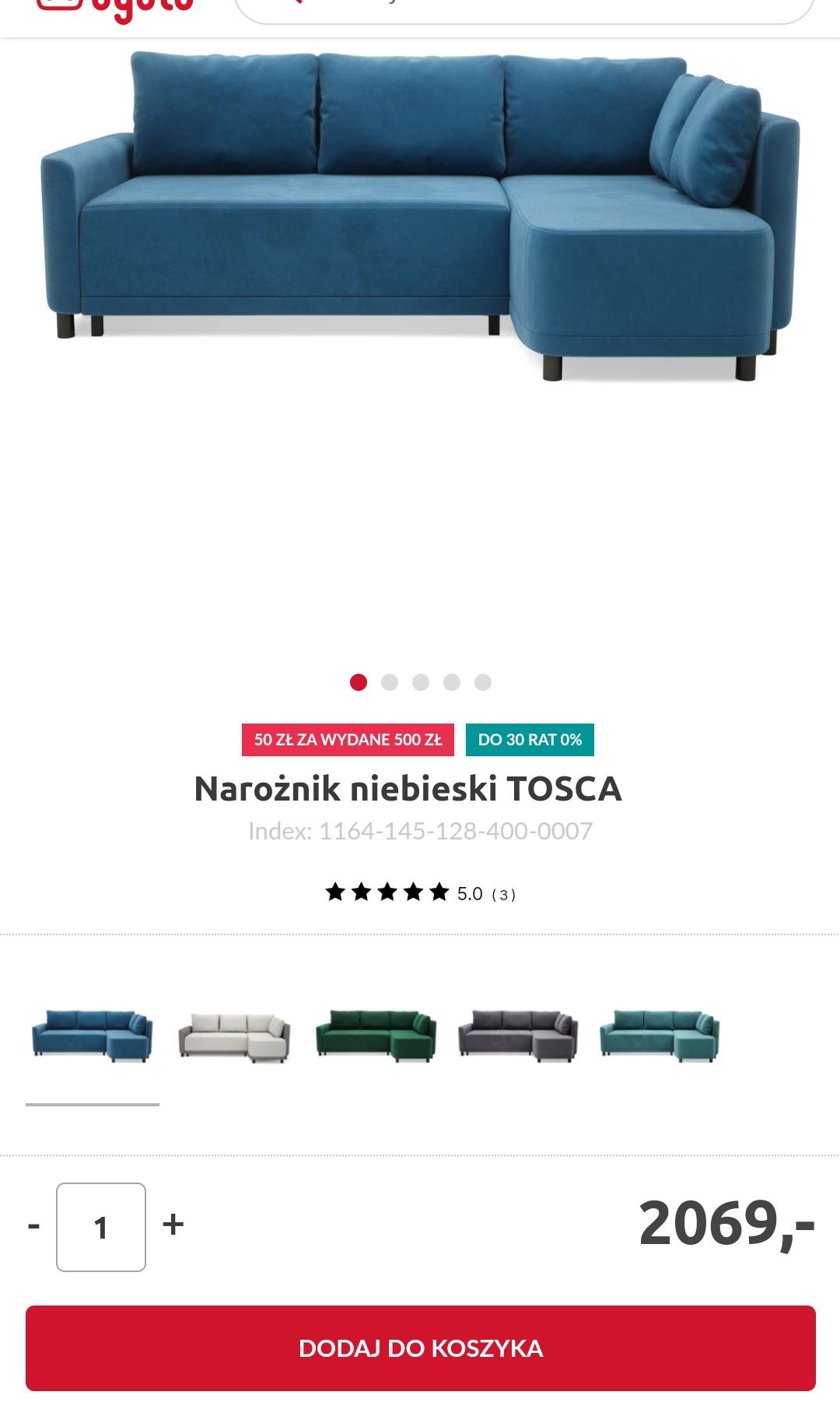 Narożnik Tosca z funkcją spania