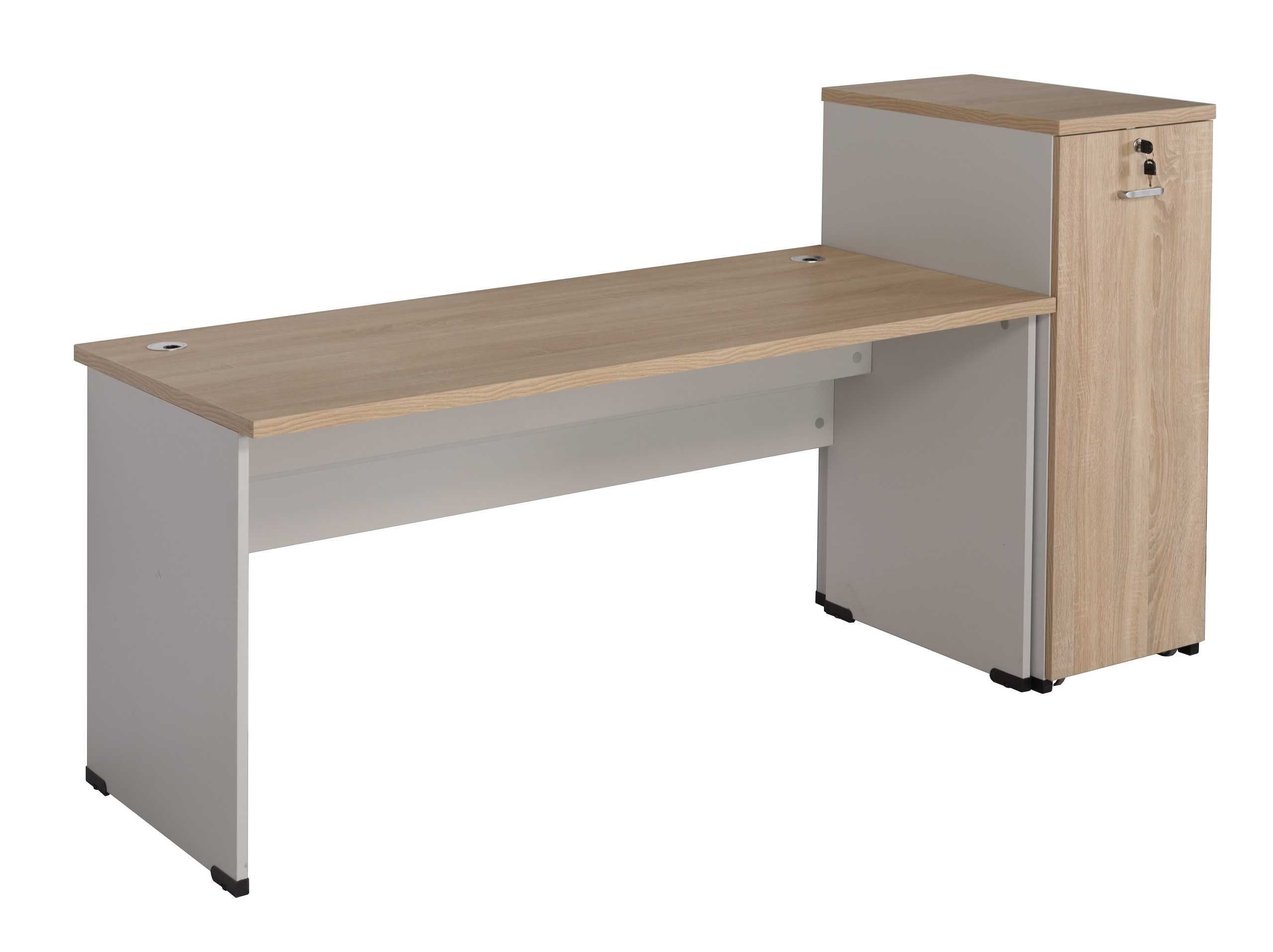 Biurko 160 cm z szafką boczną dąb sonoma + popiel