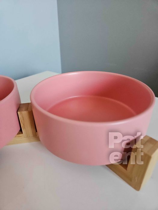 Miski ceramiczne dla psa kota zestaw 2 sztuki x 400 ml różowe