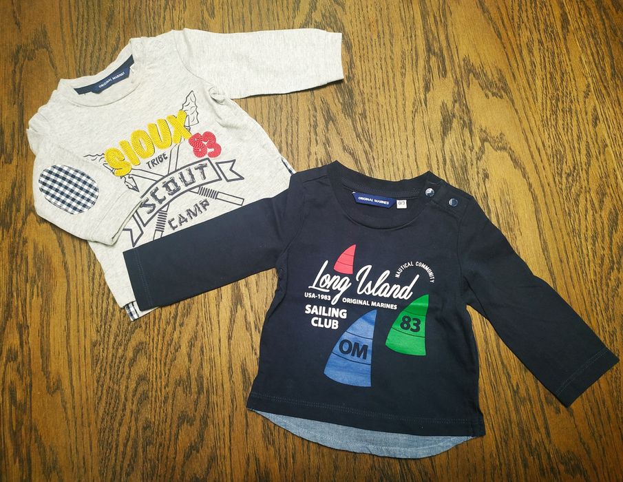 Bluzka z długim rękawem Original Marines 0-3 miesięce, 62 cm; 2 sztuki