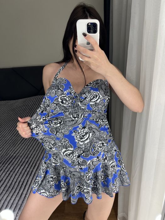 Батал суцільний купальник спільний злитний зі спідницею утяжкою