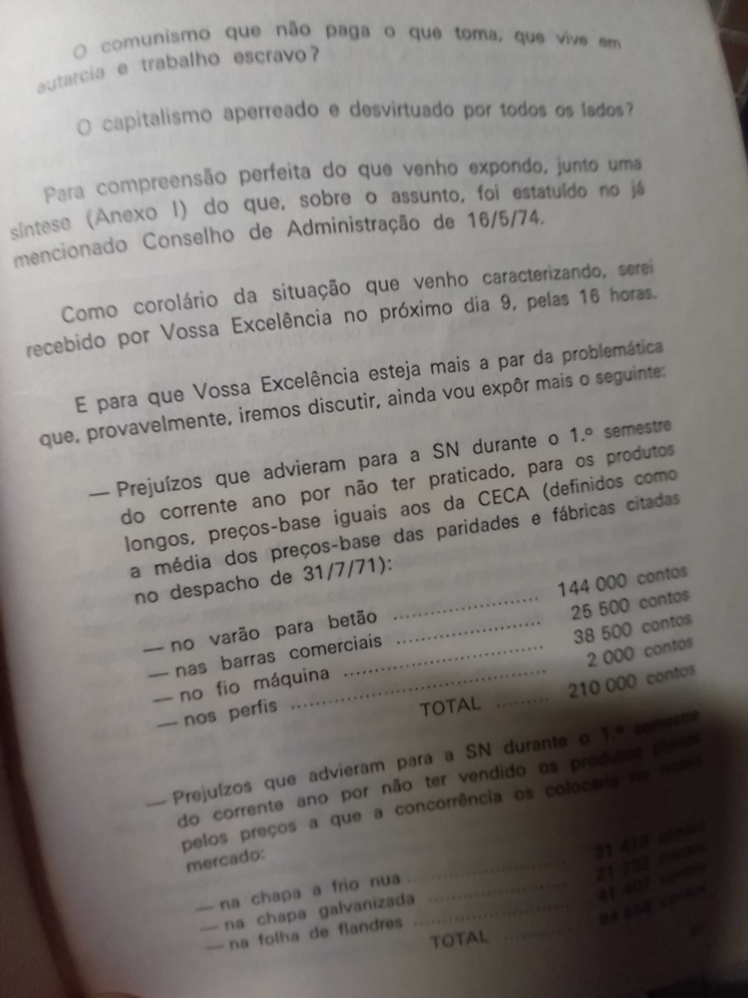 contestação nacionalização da Siderurgia Nacional em 1974 Champalimaud