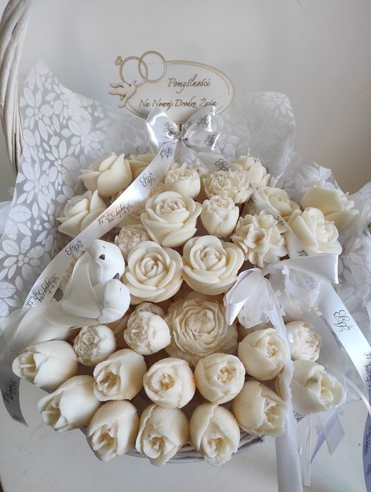 Wielki Kosz świec sojowych ŚLUB flower box
