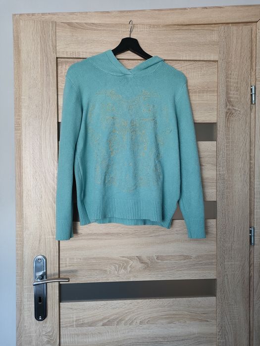 Jasny blady turkusowy niebieski sweter z kapturem bluza New Collection