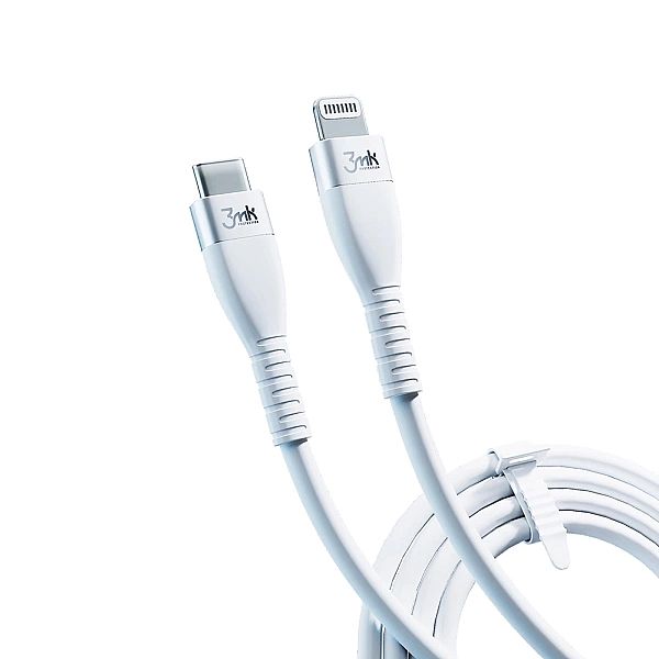 Kabel 3mk Hyper Silicone Cable USB-C / Lightning 20W 3A - biały