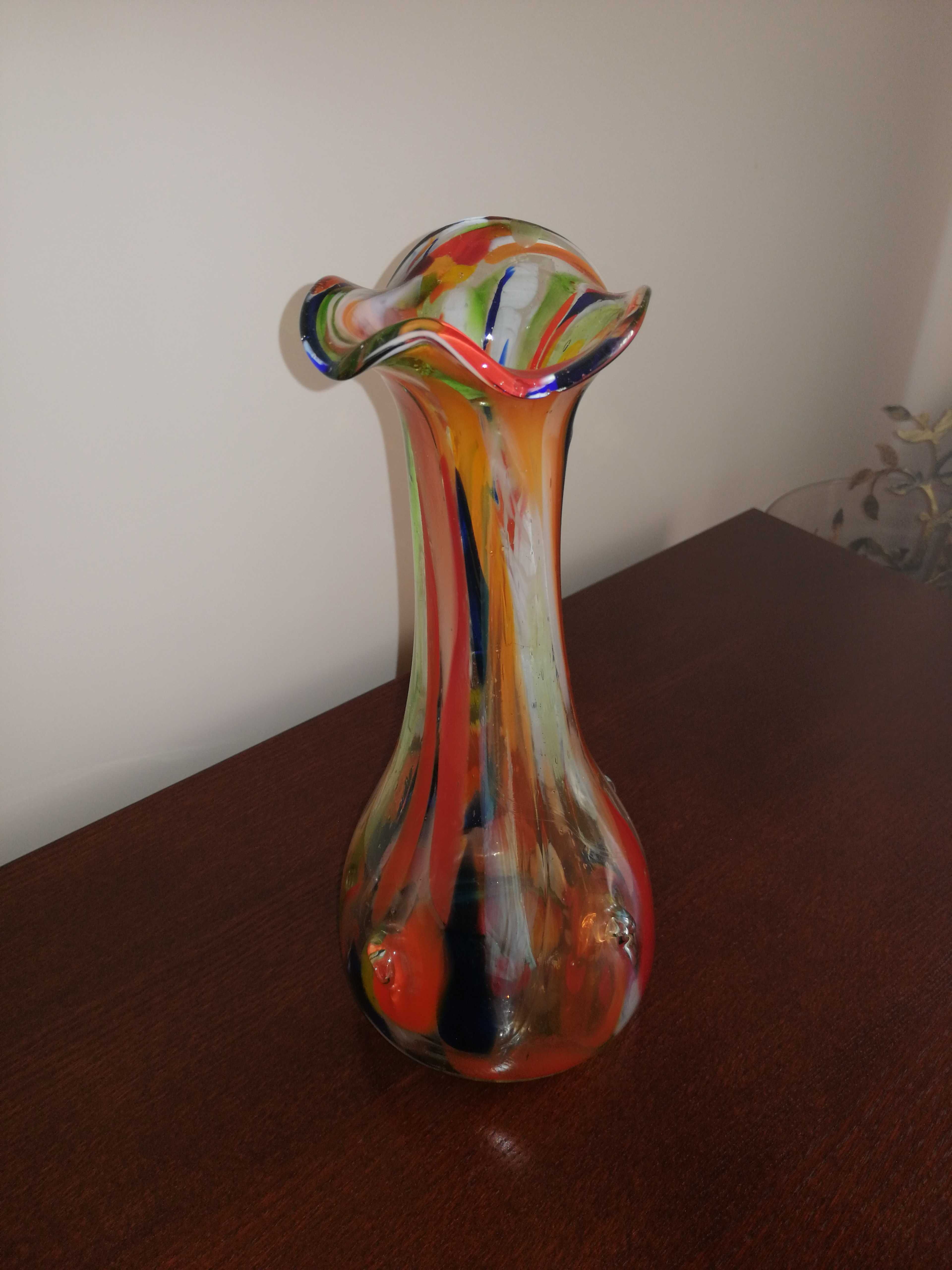 wazon z kolorowego szkła, oryginalny, PRL