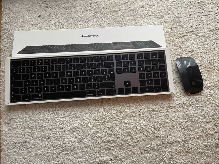 Apple keyboard + numpad + Apple magic mouse myszka czarny (zestaw)