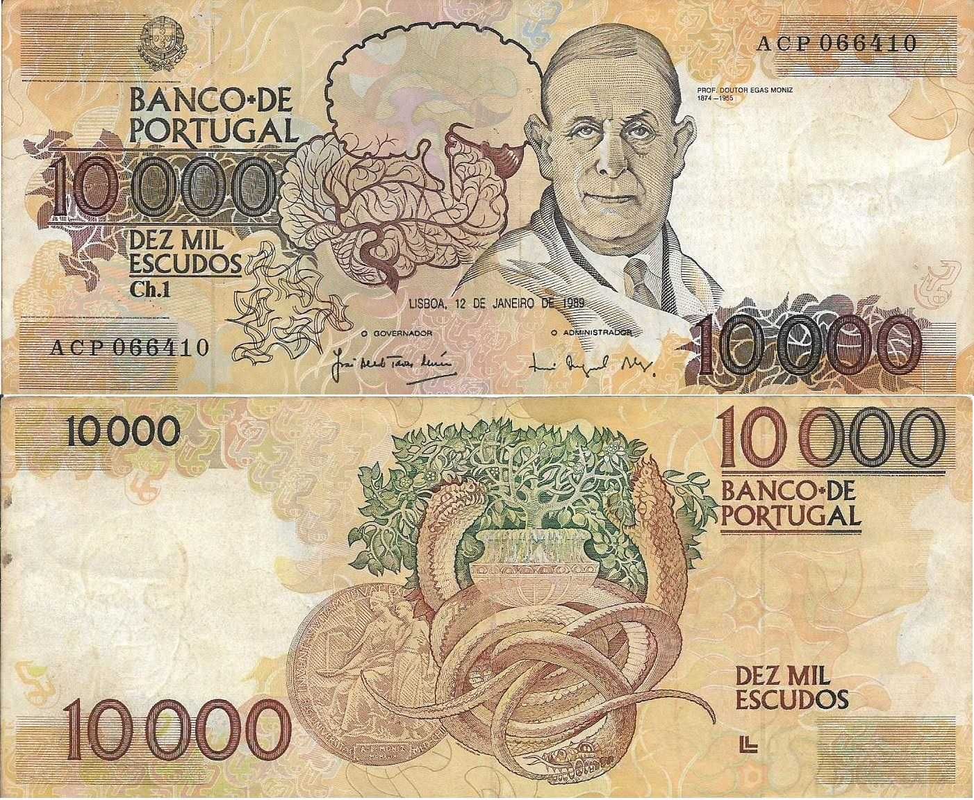 Portugal - - - 10.000$00 - Egas Moniz - - - - - Notas