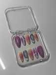 press on nails kolorowe, aura, recznie zrobione