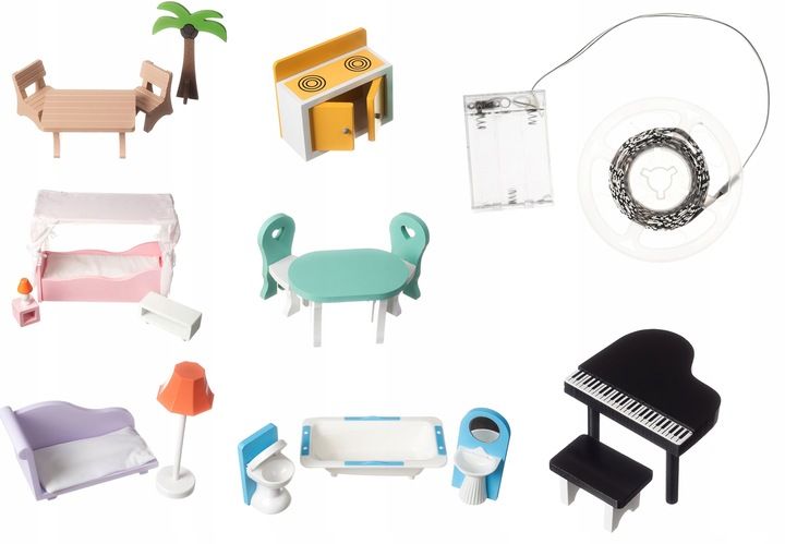 Xxl Największy 123cm Drewniany Domek Dla Lalek Led