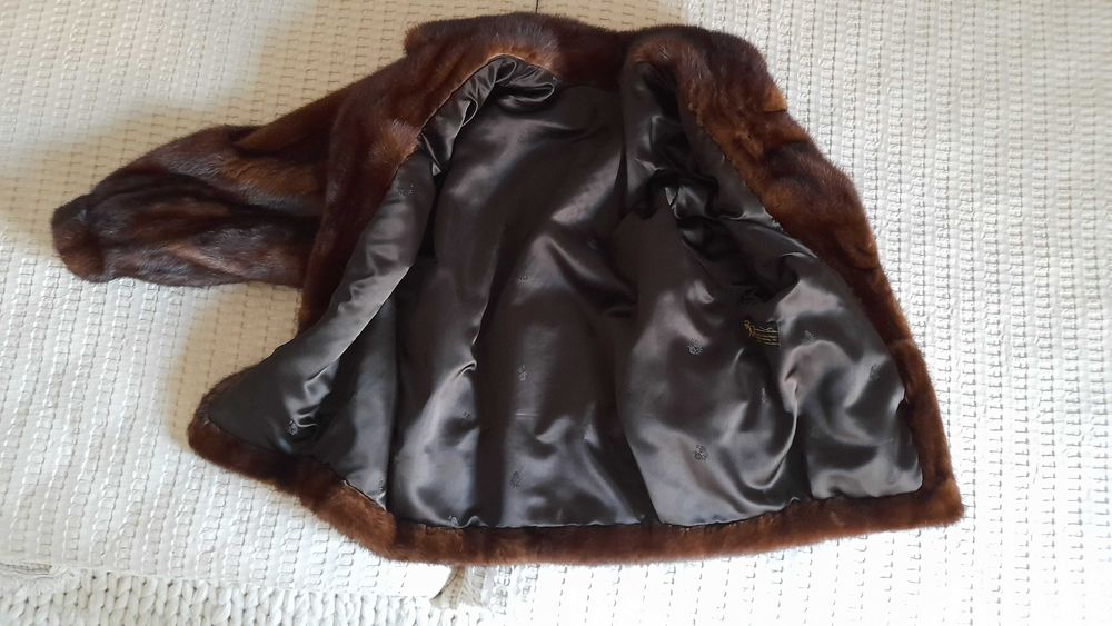 Blusão de lombos de vison cor caramelo