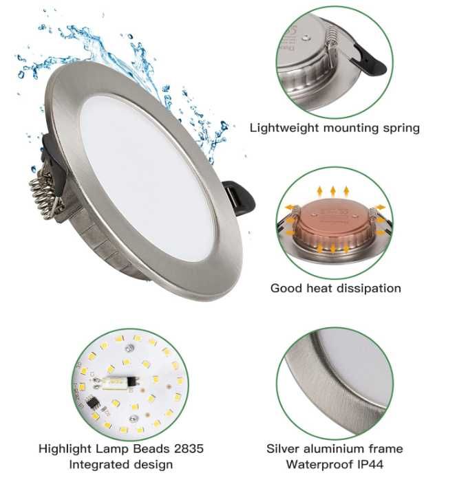 Halogeny sufitowe LED metalowe Zestaw 10 sztuk