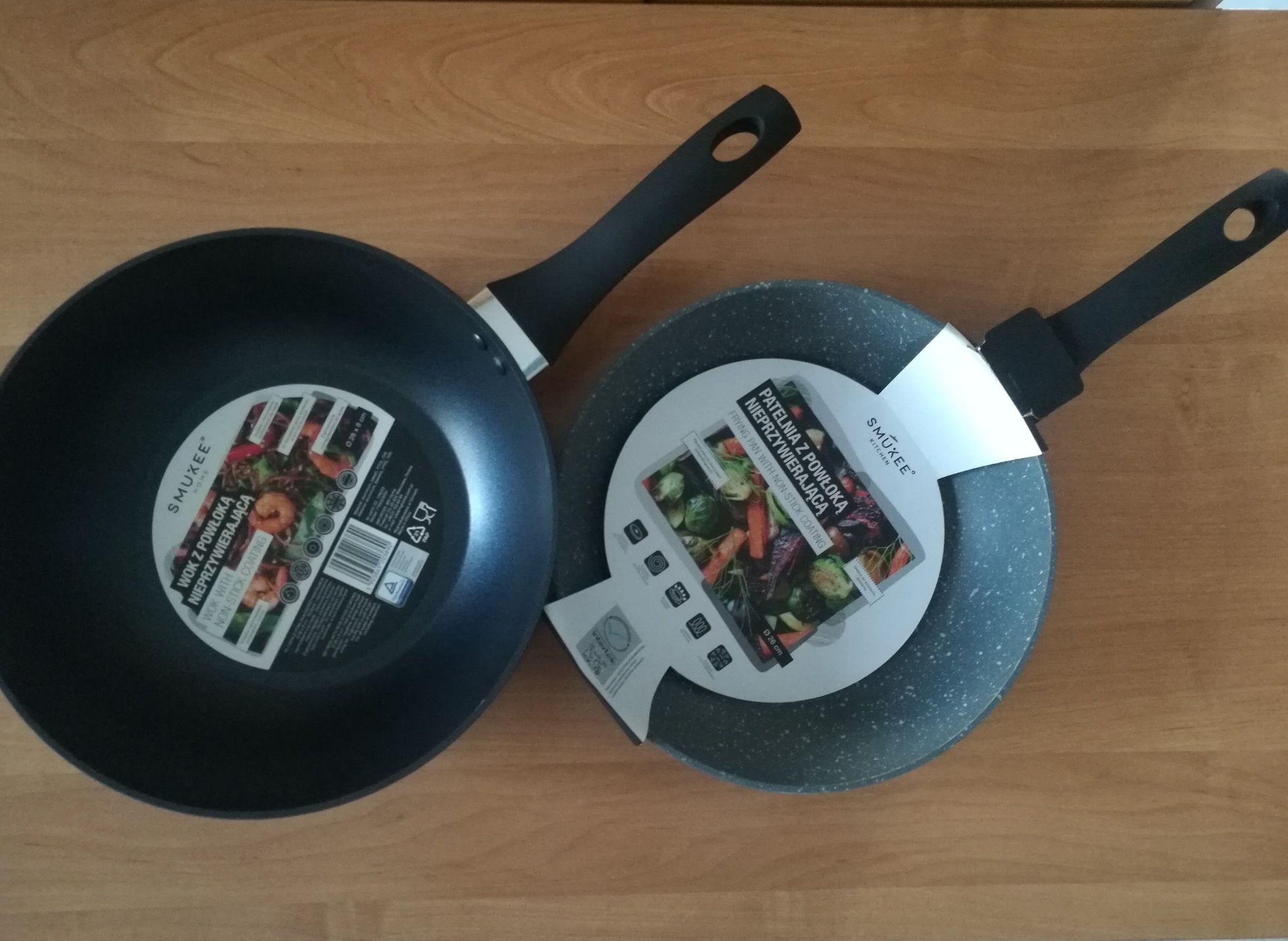 NOWY zestaw patelnia + wok z powłoką non-stick