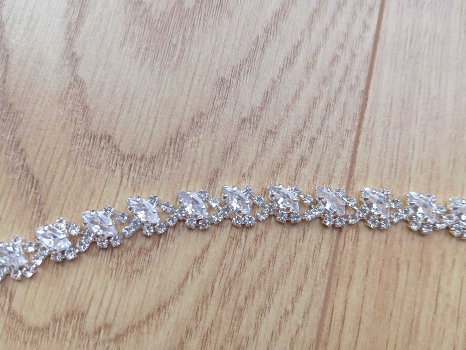 Komplet zestaw srebrna biżuteria ślubna bransoletka kolczyki cyrkonie