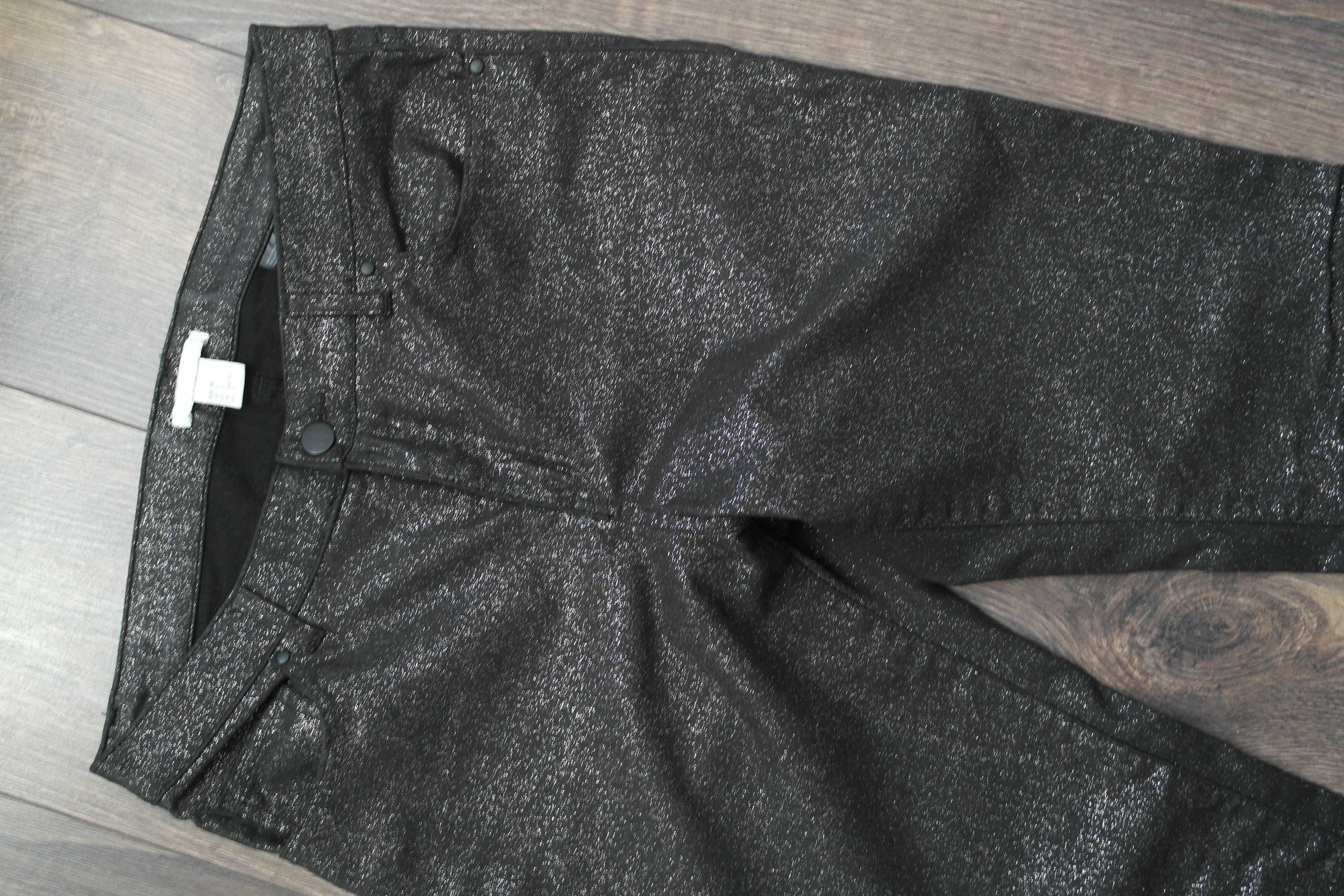 Spodnie czarne srebrna nitka H&M 38