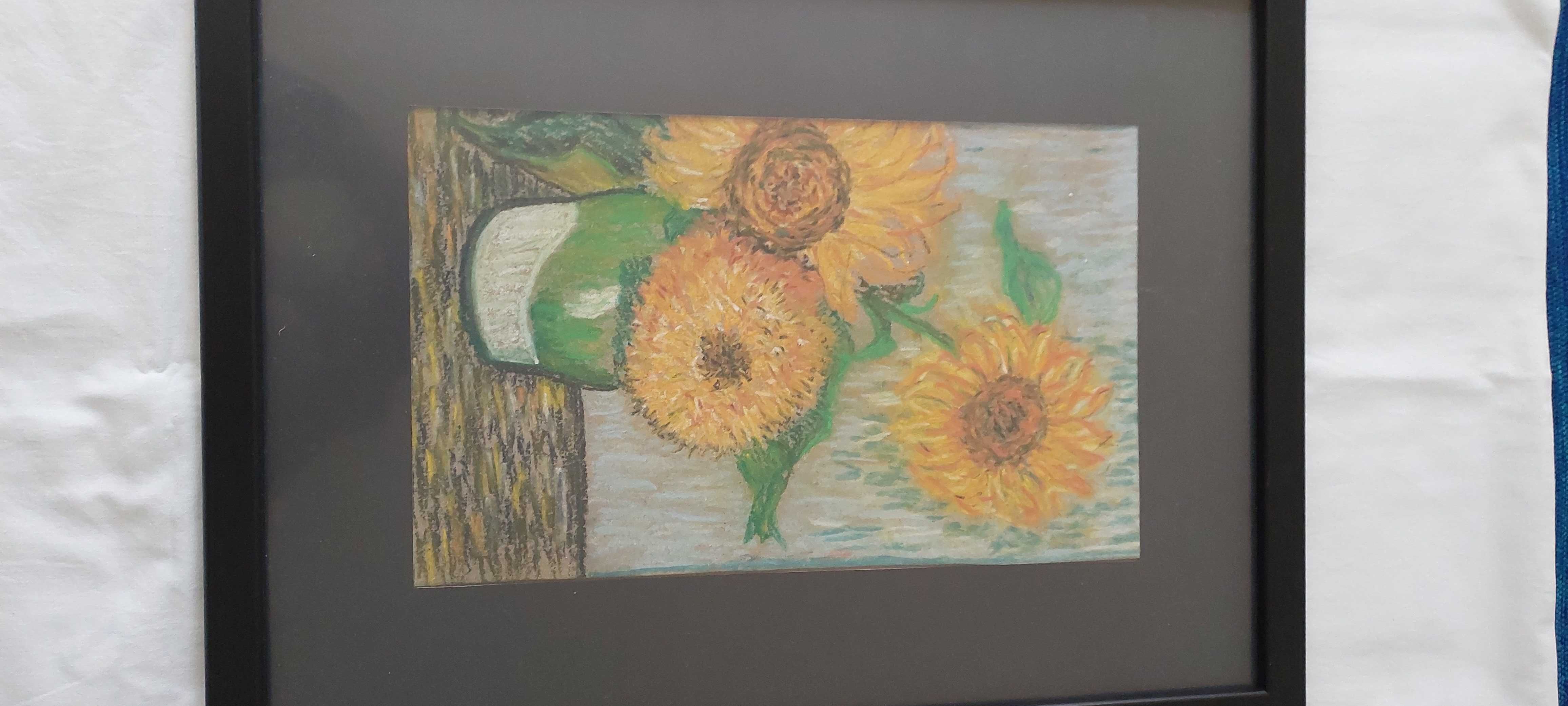 Dois quadros,pintura a pastel sobre cartão