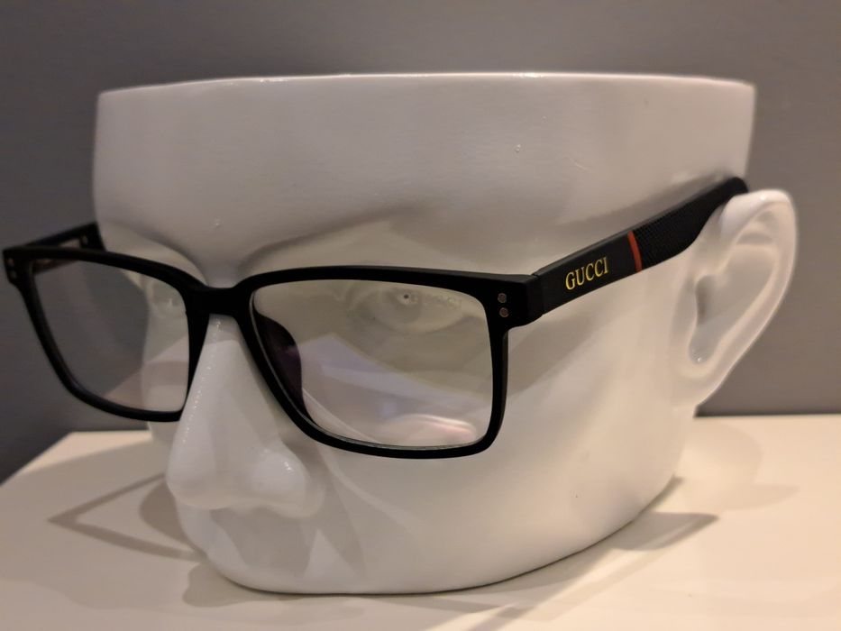 GUCCI męskie nowe okulary zerówki oprawki czarne logo