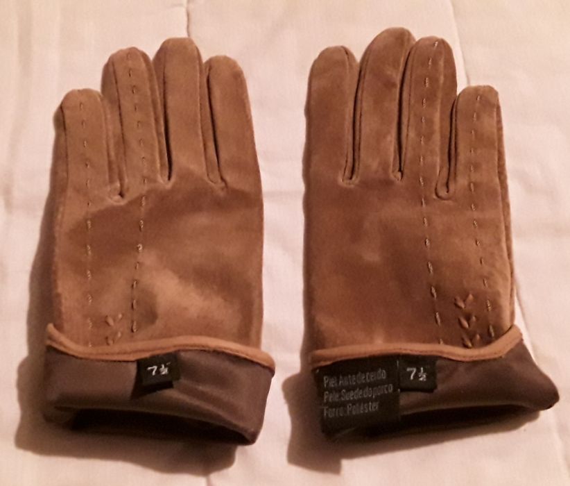 Par de luvas Senhora tipo camurça, tamanho 7,5