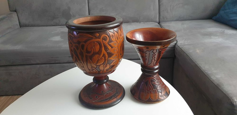 Starocie z Gdyni - Drewno - wazon duży do adaptacji 66cm.