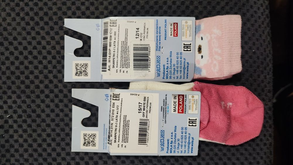 2x Wola skarpetki dziewczęce róż. 12/14 i 15/17, na 0-4 miesiąca