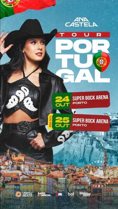 2 bilhetes para concerto Ana Castela 25 Outubro