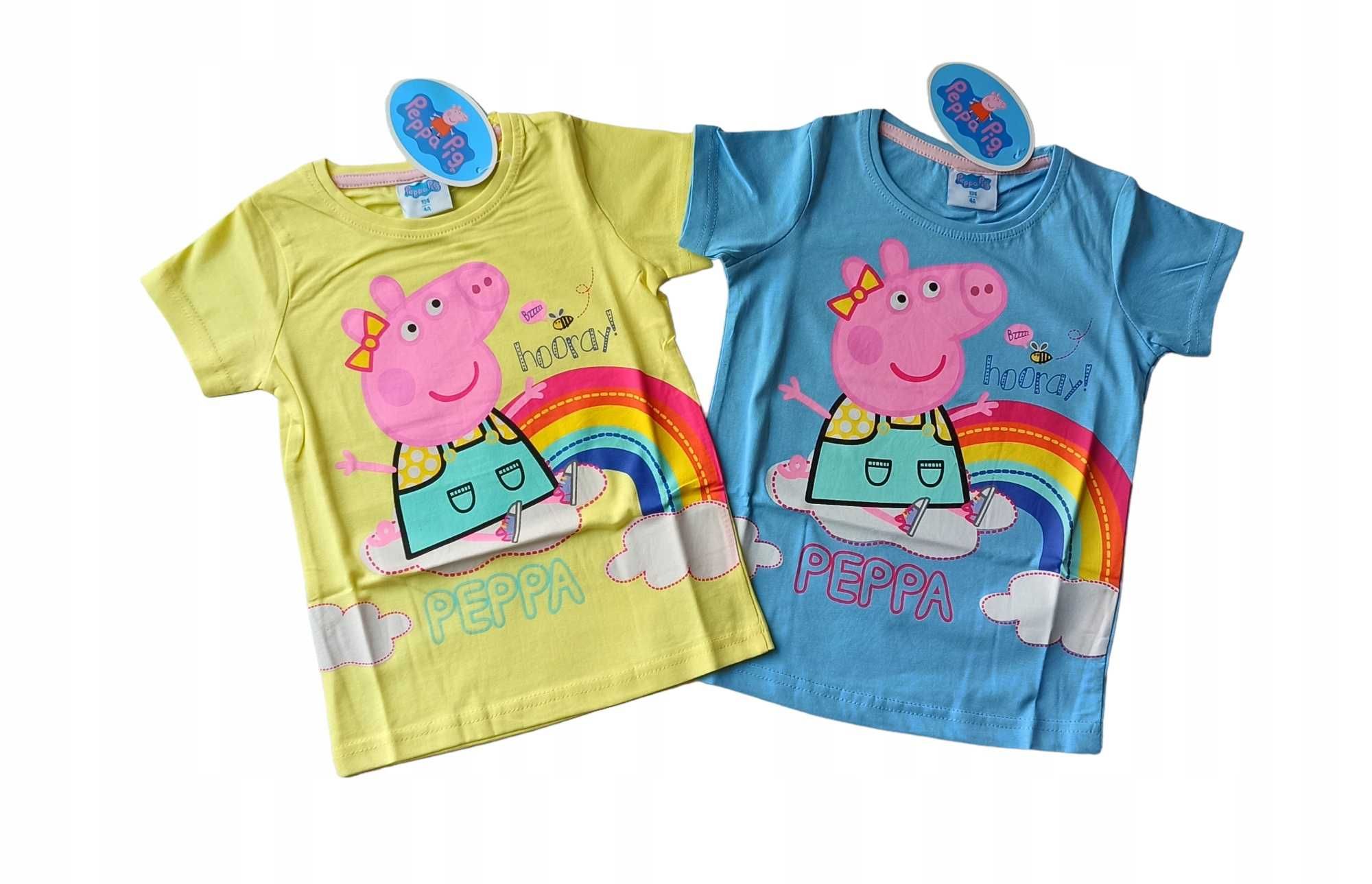 Żółta bluzka dziewczęcy t-shirt Świnka Peppa nowa 104