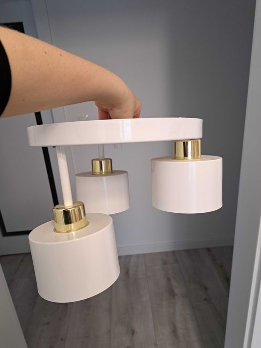 Lampa sufitowa biało-złota