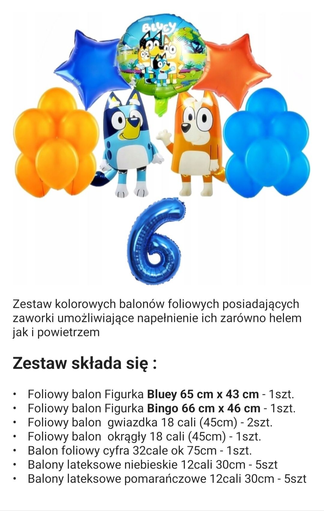 Balony Zestaw Cyfra sześć urodziny bingo blue balony