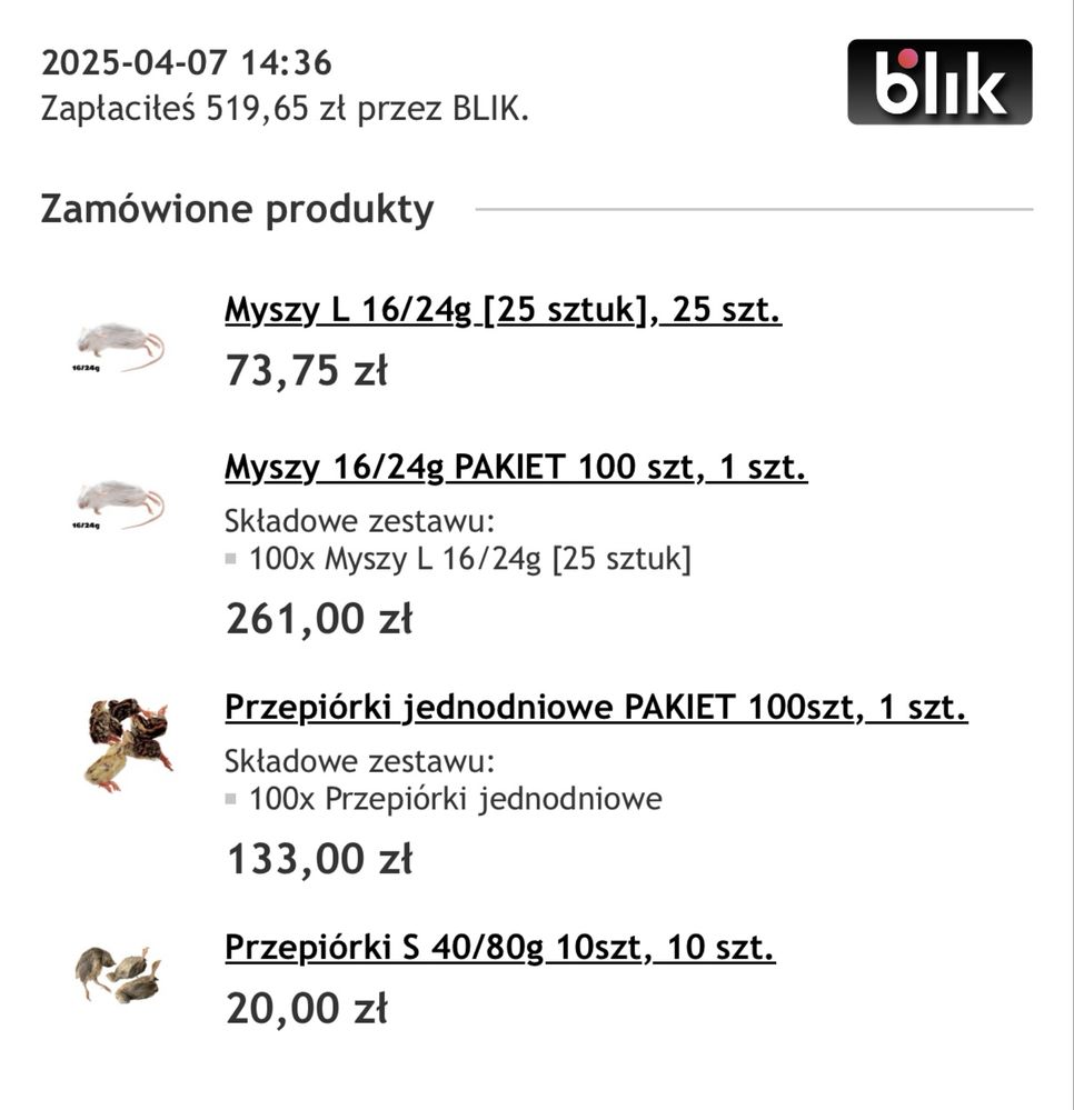 Przepiórki jednodniowe, ok. 70szt Raw Petfood