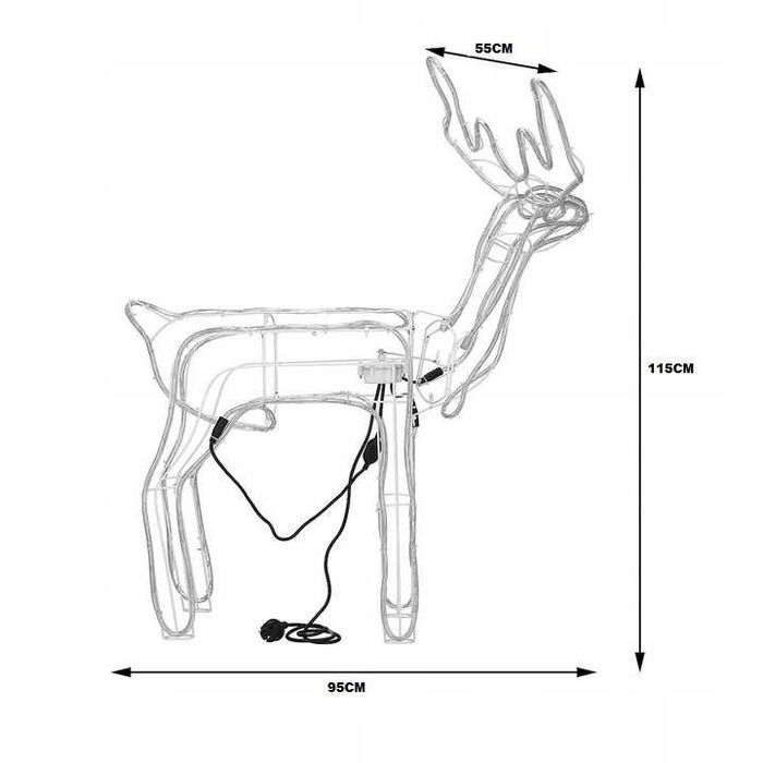 RENIFER Z RUCHOMĄ GŁOWĄ 3D Led Świecący zewnętrzny Duży xxl Biały
