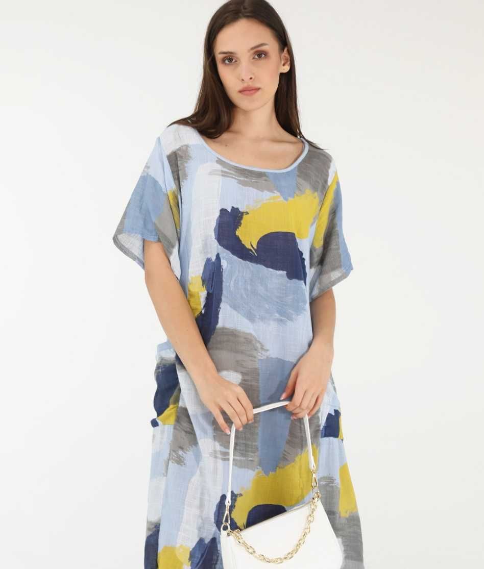 Стильное льняное платье свободного кроя XL/2XL в идеале