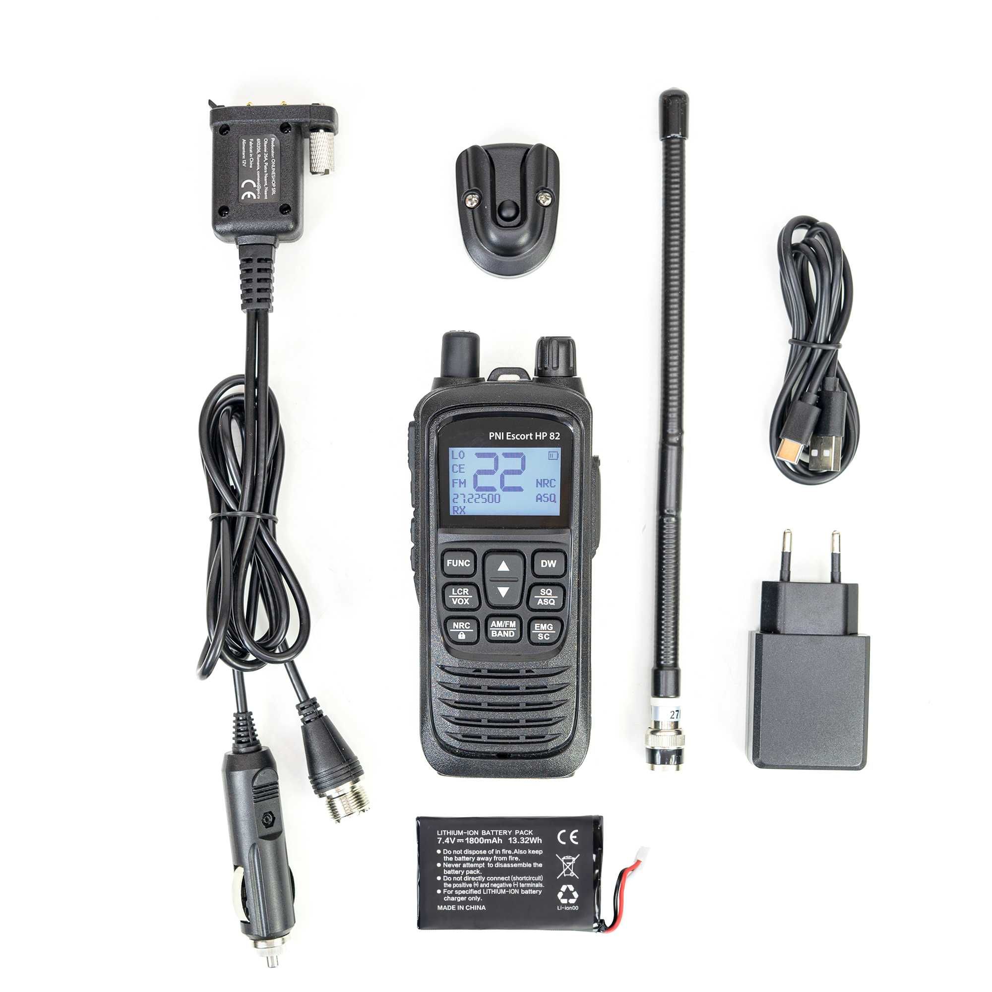 Radio ręczne CB PNI Escort HP82 AM/FM antena BNC bateria 1800mAh