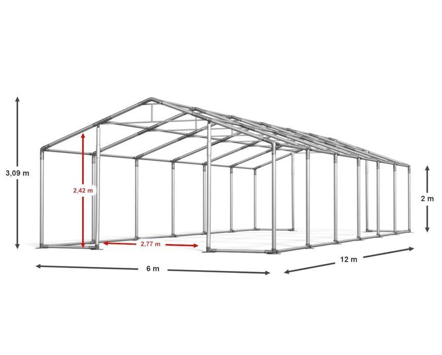 6x12x2m Namiot magazynowy Przemysłowy towarowy całoroczny Szary W PRO