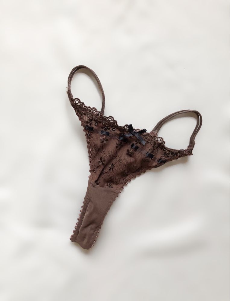 Brązowe majteczki stringi h&m s