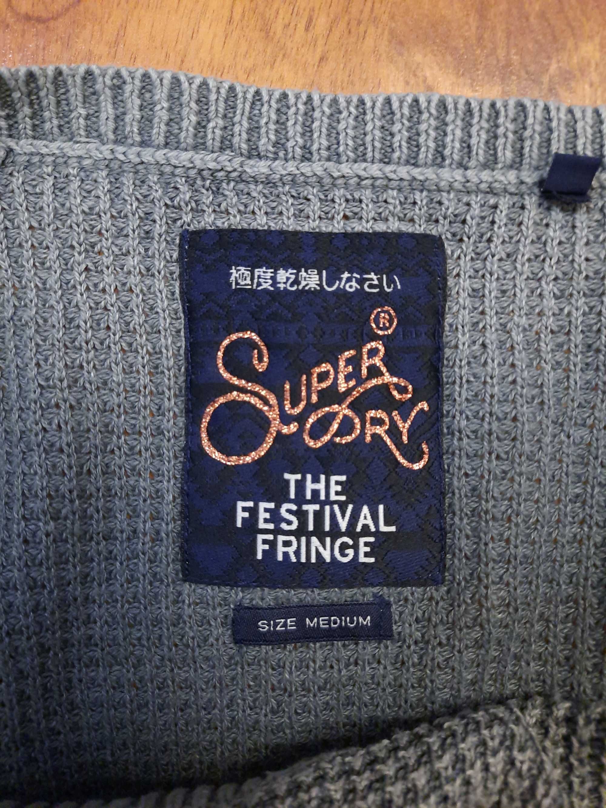 Bluzka sweter bawełniany top bez ramion Superdry The Festival M 38