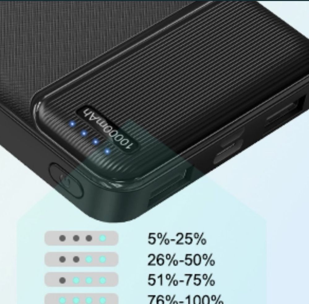 2 x przenośna ładowarka Power Bank USB C o pojemności 10 000 mAh.