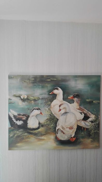 Obraz olejny kaczki
