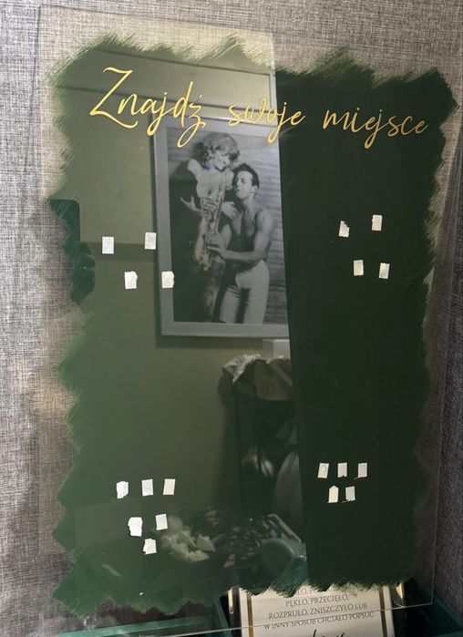 Tablica weselna - plan stołów - butelkowa zieleń