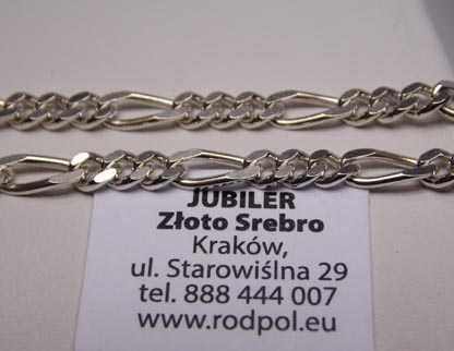 Srebrny łańcuszek Figaro 45 cm. 3,25 mm. FBM.