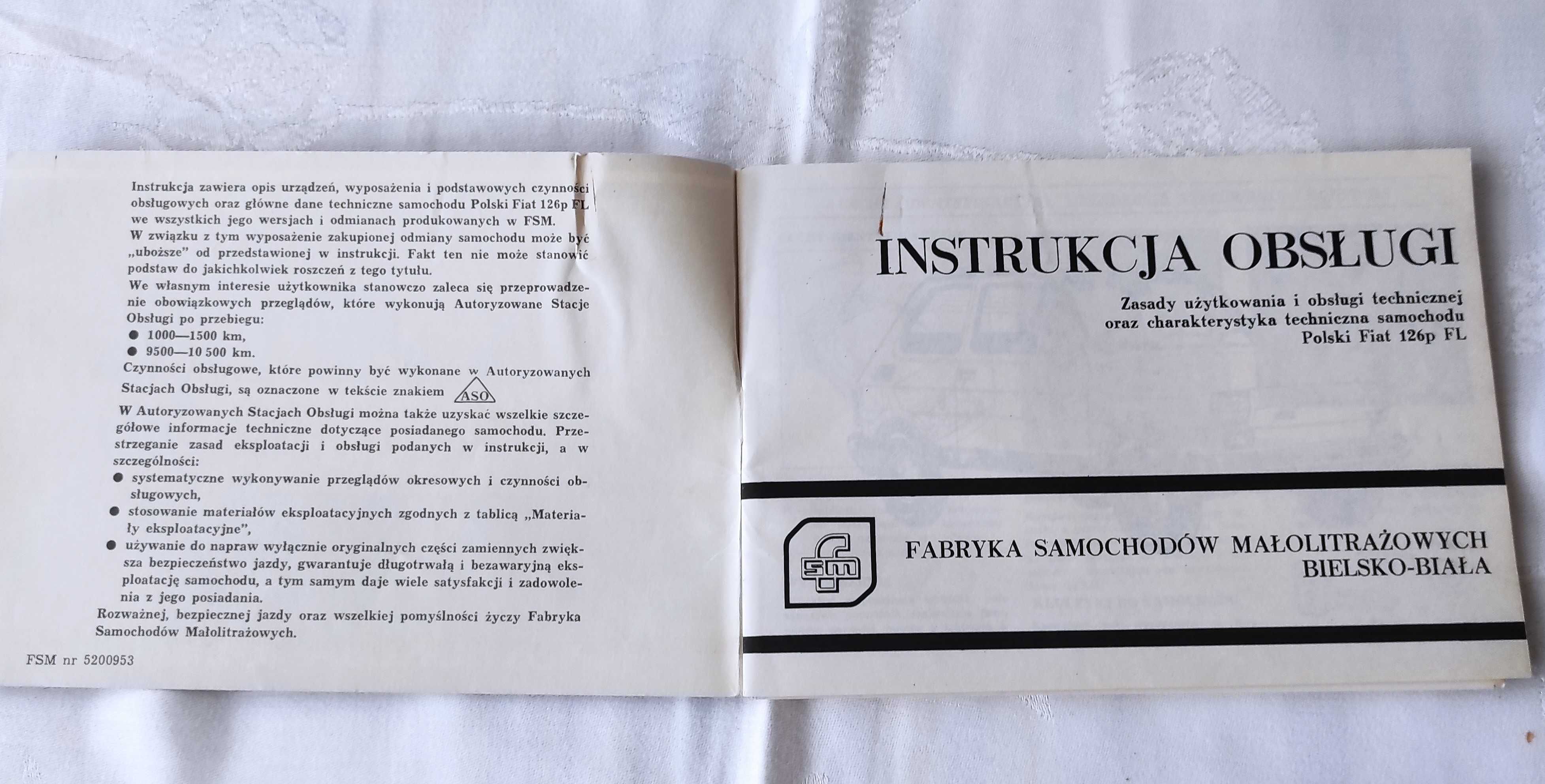 Instrukcja Obsługi Polski Fiat 126P FL + inne dokumenty zakupu