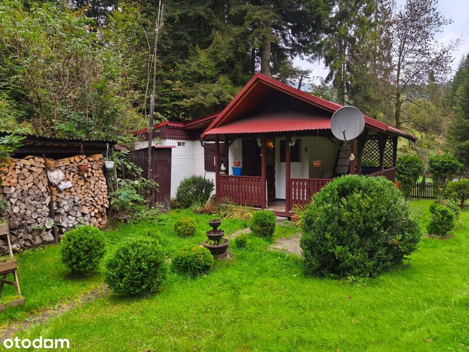 Domek drewniany z tarasem – działka 900 m², Żabnica ul. Boracza