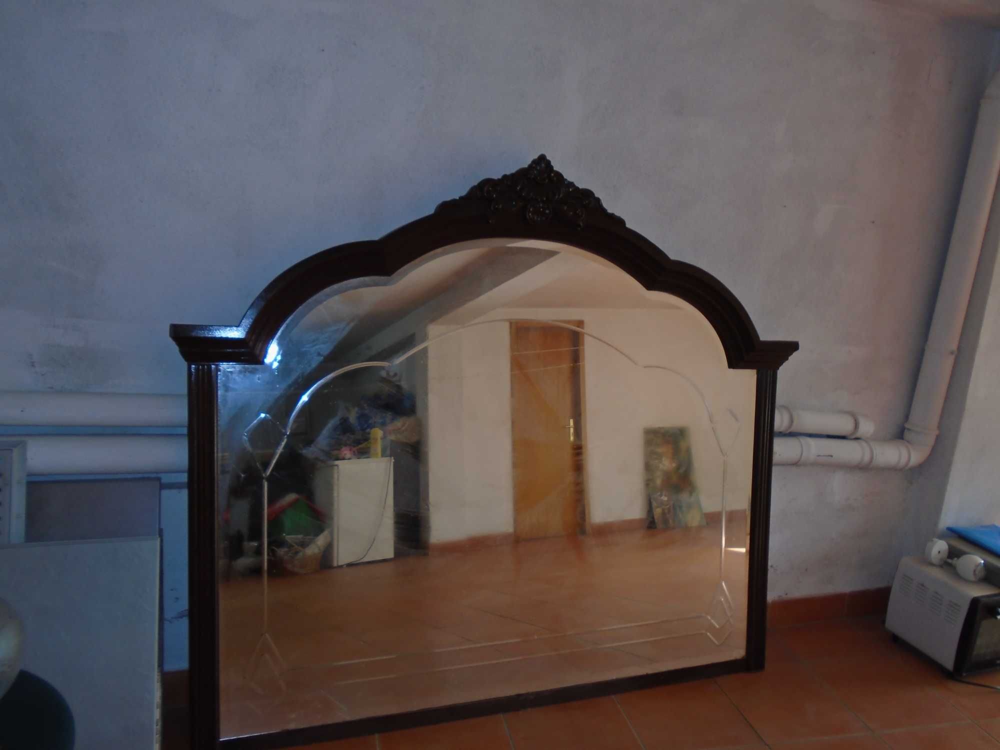 Para decoração Espelho em madeira, dimensão grande. Vidro lapidado