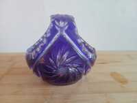 Koszyk kryształowy kobaltowy Bohemia mały